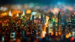 Long Exposure Shot of Miniature City Skyline at Night