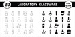 Laboratory Glassware Line Glyph Vector Illustration Icon Sticker Set Design Materials