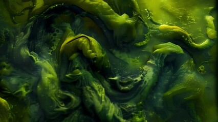 Sticker - A striking image of nematodes entangled in a thick mat of tangled green algae in a stagnant pool their intricate movements creating . AI generation.