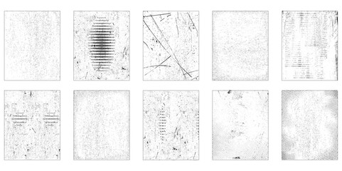 Vector set of grunge overlay textures. Distressed grunge texture background. Vector paint grunge texture set.