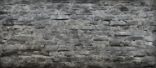Canvas Print - Monochrome photo of a grey brick wall with rectangle pattern