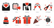 A set of 10 celebrate icons as invitation, event, wedding