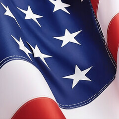 Wall Mural - American Flag On White  Background