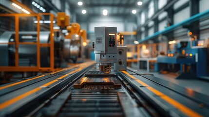Poster - A industrial CNC machine. Generative AI.