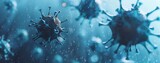 Fototapeta  - 3d render of corona virus on blue background