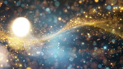 Wall Mural - blue and gold festive magical sparkling star trail particle. seamless looping overlay 4k virtual vid