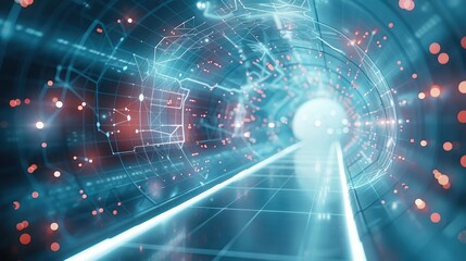 Leinwandbilder - Cyber networks and data flows are depicted in a vivid manner as an example of digital connectivity and data flow. Generative AI.