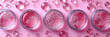 water drops on red background,
 Cosmetic products scrub face serum and gel in ma 