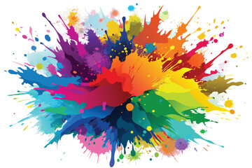 Wall Mural - colorful rainbow holi paint color powder explosion vector, isolated wide white panorama background