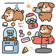 Set of cute dog in game zone concept.Pet animal character cartoon design collection.Fun time.Play.Toy machine.Image for card,poster,sticker,baby product.Kawaii.Vector.Illustration.