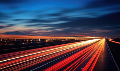 Wall Mural - Dynamic Evening Highway Traffic Light Trails