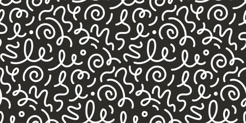 Aufkleber - Kid line abstract shape seamless pattern. Abstract cute children party squiggle background design. Fun kid marker line seamless pattern. Cute abstract children background. Vector illustration.
