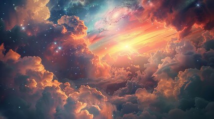 Wall Mural - majestic cosmic sunrise over clouds