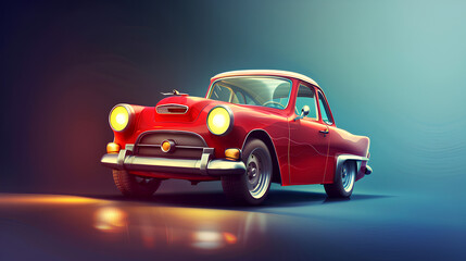 Wall Mural - beautiful cartoon style red car with high speed, 3d rendering, generative AI