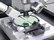 Semiconductor Silicon Wafer Probe testing process. 3D rendering image. 