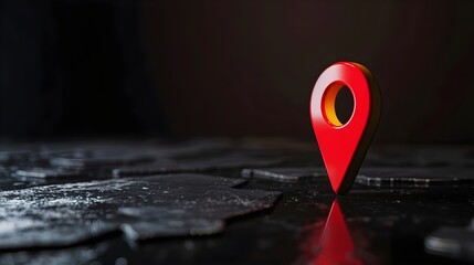 Wall Mural - Navigational Search Engine Optimization Maps Red Marker On Dark Black Background (Generative AI)