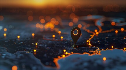 Wall Mural - Navigational Search Engine Optimization Maps Marker On City Lights Background (Generative AI)