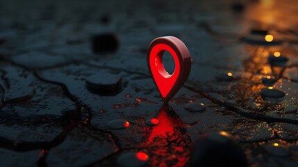 Wall Mural - Navigational Search Engine Optimization Maps Red Marker On Dark Black Background (Generative AI)