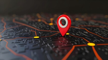 Navigational Search Engine Optimization Maps Red Marker On City Lights Background (Generative AI)