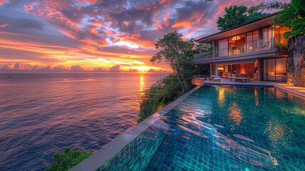 Wall Mural - sunset over the river