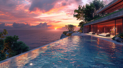 Wall Mural - sunset over the river