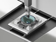 Isometric view of Semiconductor Silicon Wafer Probe testing process. 3D rendering image. 