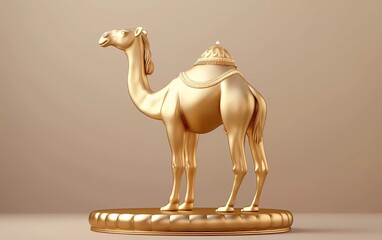 Poster - 3d vector Camel on podium, concept for Eid al-Adha, Islamic celebration day, or sale of sacrificial animals