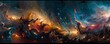 © Fokasu Art - In a dark void, abstract art collides with high-energy particles, creating a dazzling display of sparks and colors