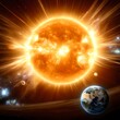 Exploding Sun Illuminating a Small Earth