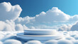 Cloud background podium blue 3d product sky white display platform render abstract stage