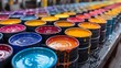 Customization Options in Production: A Colorful Array of Liquid Resins in Barrels. Concept Liquid Resins, Customization Options, Colorful Barrels, Production Process, Material Selection
