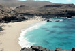 © akkash jpg - 'Canary Puertito coast Spain del September Calas Lobos Lobos island Isla north Isla Fuerteventura los Islands Background Water Sky Beach Summer Travel Nature Landscape White Sea Beauty Mountain Green'