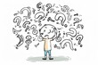 © Starlight - Cartoon cute doodles of a confused character scratching their head in puzzlement, surrounded by question marks, Generative AI