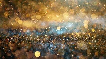 Wall Mural - abstract gold black and blue glitter background. seamless looping overlay 4k virtual video animation