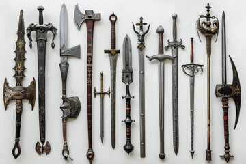 Canvas Print - Show a collection of various medieval weaponry from swords and axes to spears and maces