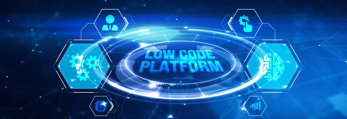 Low Code software development platform technology concept. 3d illustration