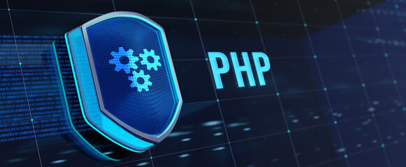 Business, Technology, Internet and network concept. PHP abbreviation. Modern technology concept. 3d illustration