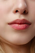 Close-Up of a Womans Lips With Natural Makeup i