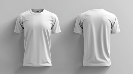 Wall Mural - Realistic mockup of a white male t-shirt with front and back views , sports football team uniforms white shirt,T-shirt copy mock-up shirt cloth white space blank retail cotton stylish fashion casual