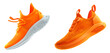 orange running sneakers isolated on transparent png background