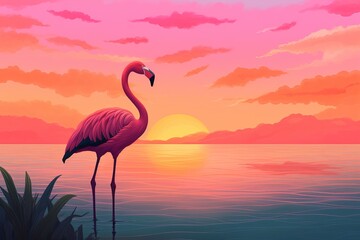 Wall Mural - Flamingo Pink Sunrise Gradients - Warm Pink Sunrise Glow