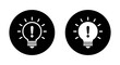 © Ka Han - Light bulb exclamation mark icon on black circle. Warning lamp sign symbol