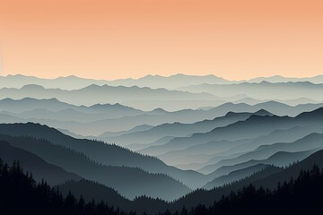 Wall Mural - Smokey Mountain Range Gradients: Dusky Shades of Twilight.