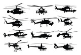 Fototapeta  - The set of helicopter silhouettes.
