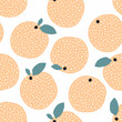 Summer tropical seamless pattern with oranges. Citrus fruits background for paper, cover, fabric.