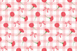 seamless pattern with carnations, ribbons and gingham plaid for greeting cards, flyers, social media wallpapers, etc. 