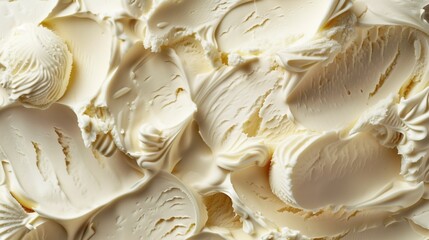 Canvas Print - Close-up texture of creamy vanilla ice cream with visible scoops and swirls.