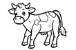 basic cartoon clip art of a Cow, bold lines, no gray scale, simple coloring page for toddlers