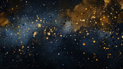 Wall Mural - watercolor black gold glitter galaxy sky background