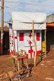 Fototapeta Kwiaty - Ethiopian hut in Amhara Region used as a first aid station.. Dembecha city Amhara Region. Ethiopia